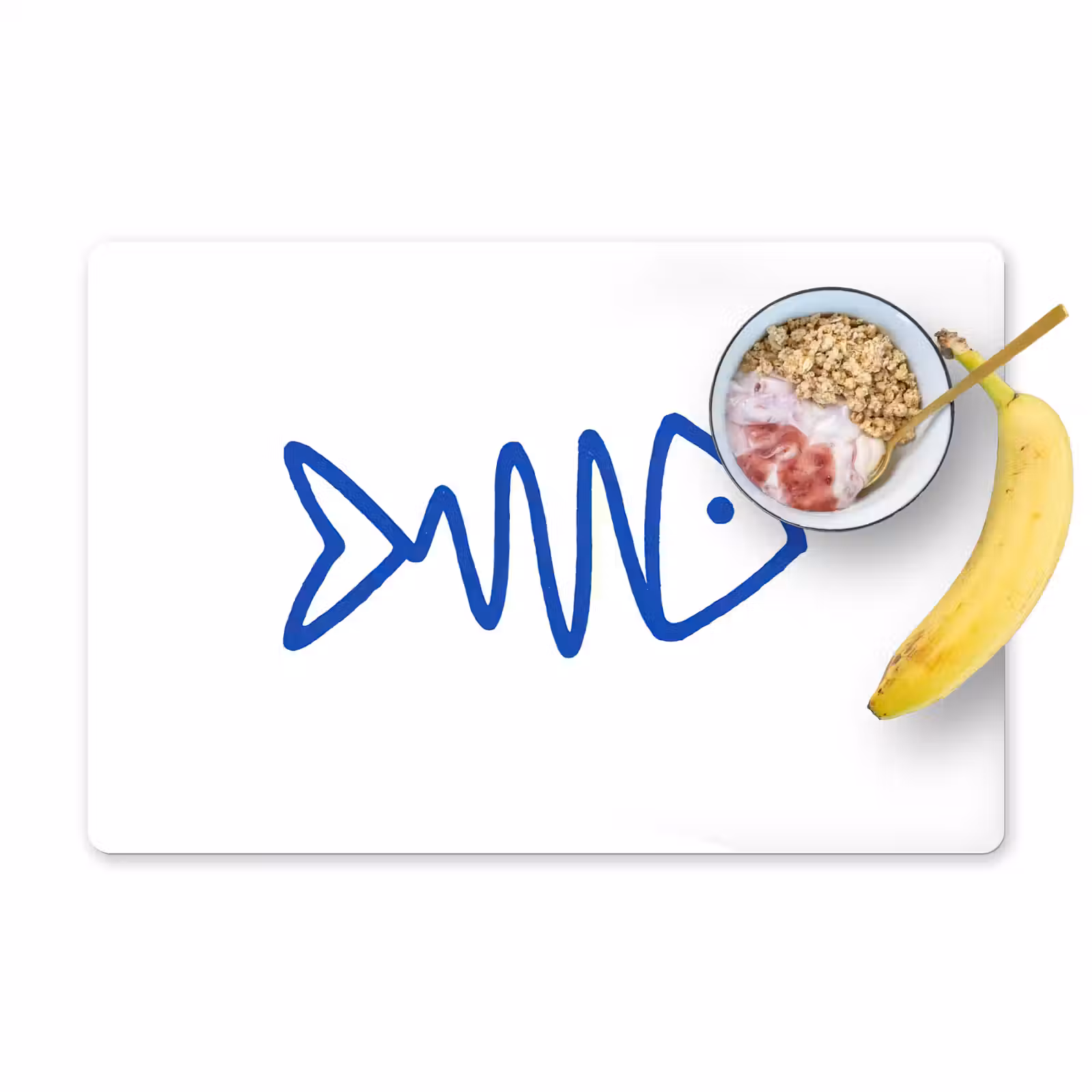 Placemat - 6 stuks - Vis - Minimalistisch - Blauw - Lijn — 1