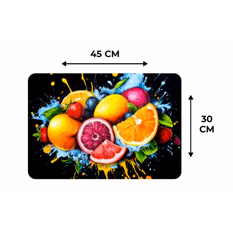 Placemat - 6 stuks - Fruit - Graffiti - Kleurrijk - Sinaasappel - Aardbei - Abstract — 3