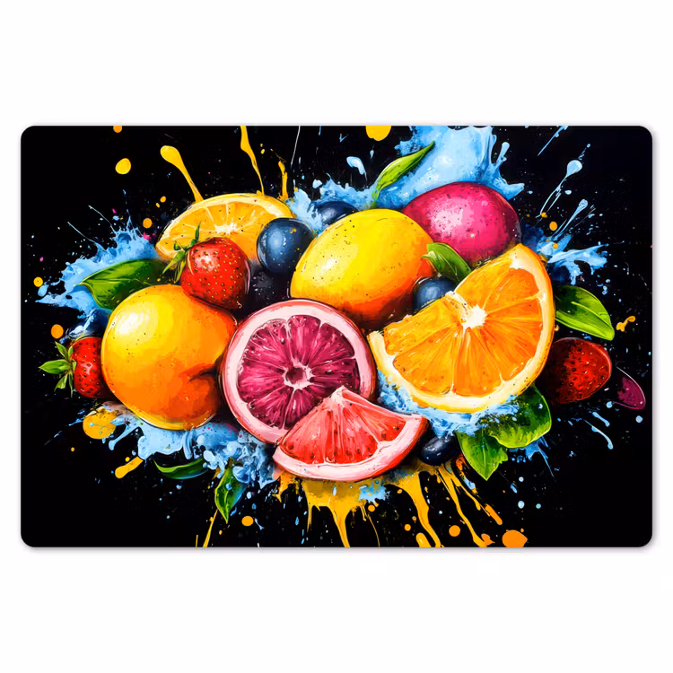 Placemat - 6 stuks - Fruit - Graffiti - Kleurrijk - Sinaasappel - Aardbei - Abstract — 7