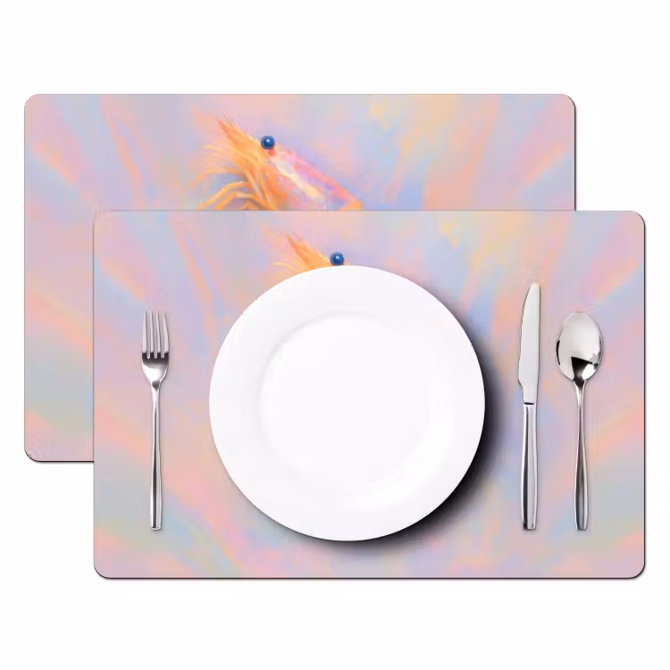 Placemat - 6 stuks - Garnaal - Subtiele structuur - Blauw - Roze — 2