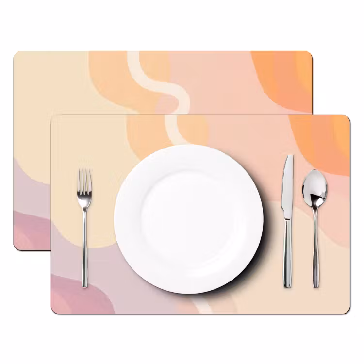 Placemat - 6 stuks - Golvende vormen - Abstract - pastel — 2