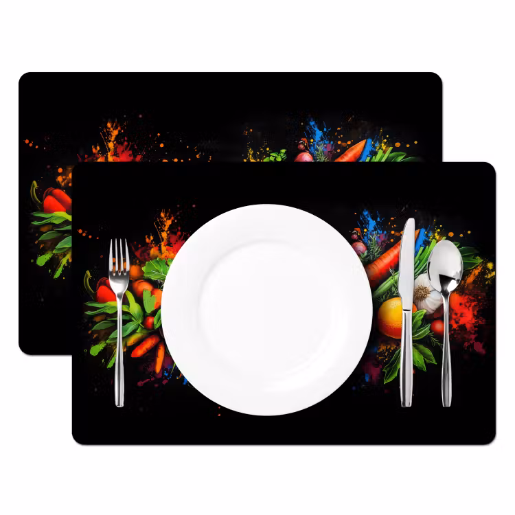 Placemat - 6 stuks - Groente - Eten - Kruiden - Graffiti - Koken — 2