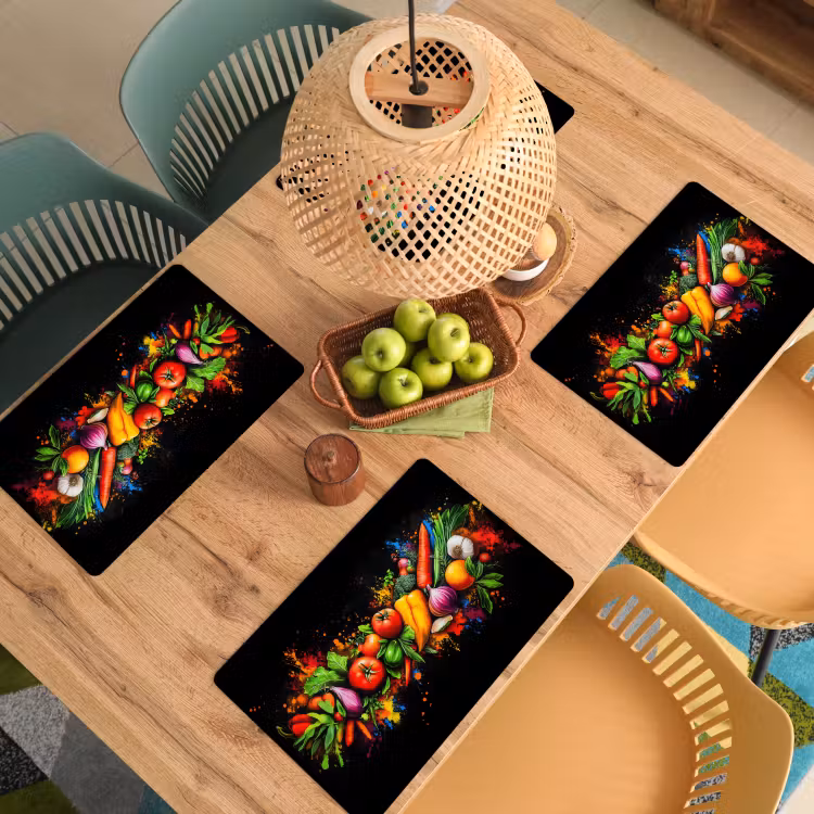 Placemat - 6 stuks - Groente - Eten - Kruiden - Graffiti - Koken — 6