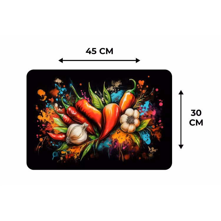 Placemat - 6 stuks - Groente - Peper - Knoflook - Graffiti - Verf - Kleurrijk — 3