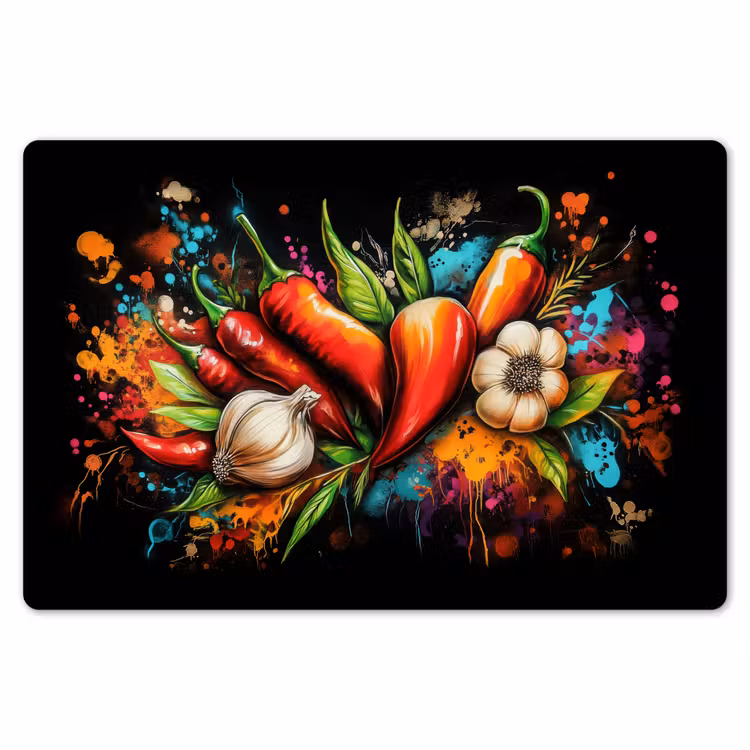 Placemat - 6 stuks - Groente - Peper - Knoflook - Graffiti - Verf - Kleurrijk — 7