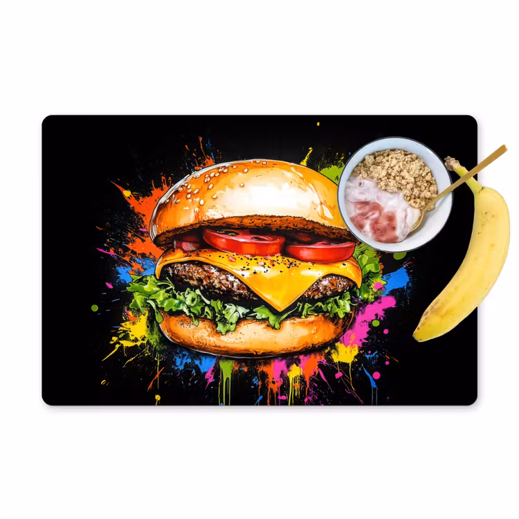 Placemat - 6 stuks - Hamburger - Graffiti - Verf - Kleurrijk - Eten - Abstract — 1