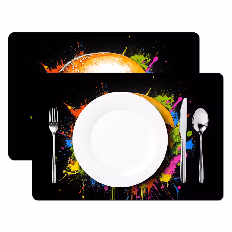 Placemat - 6 stuks - Hamburger - Graffiti - Verf - Kleurrijk - Eten - Abstract — 2