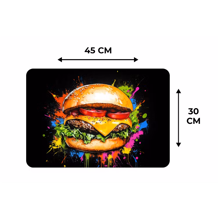 Placemat - 6 stuks - Hamburger - Graffiti - Verf - Kleurrijk - Eten - Abstract — 3