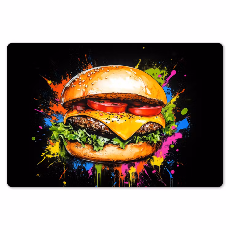Placemat - 6 stuks - Hamburger - Graffiti - Verf - Kleurrijk - Eten - Abstract — 7