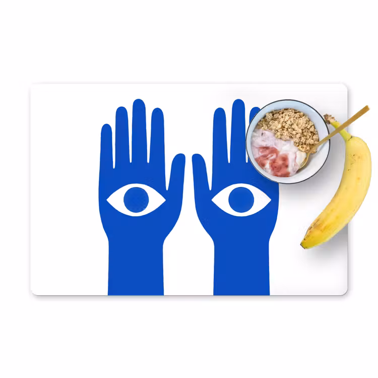 Placemat - 6 stuks - Handen - Twee - Ogen - Blauw — 1