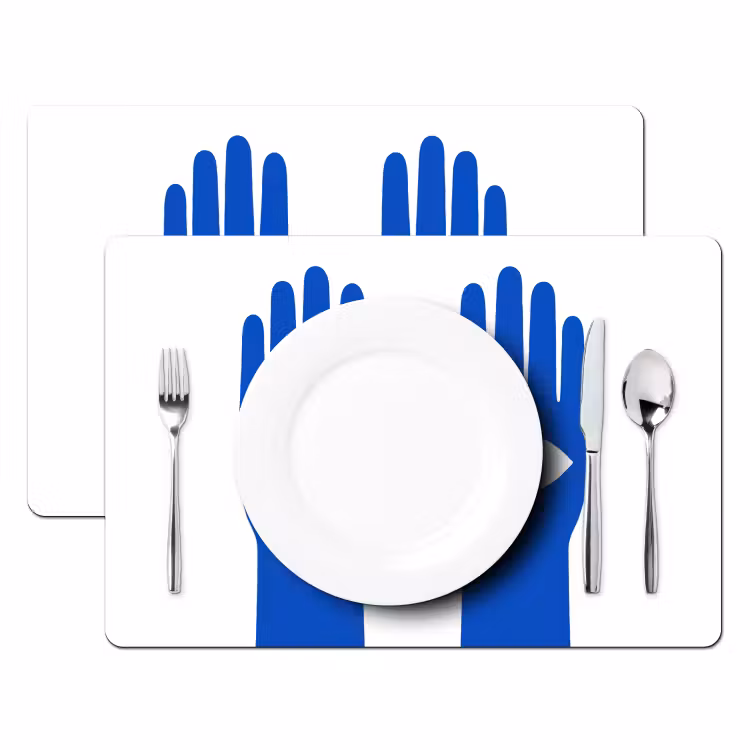 Placemat - 6 stuks - Handen - Twee - Ogen - Blauw — 2