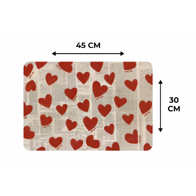 Placemat - 6 stuks - Hartjes - Krant - Loveyou — 3