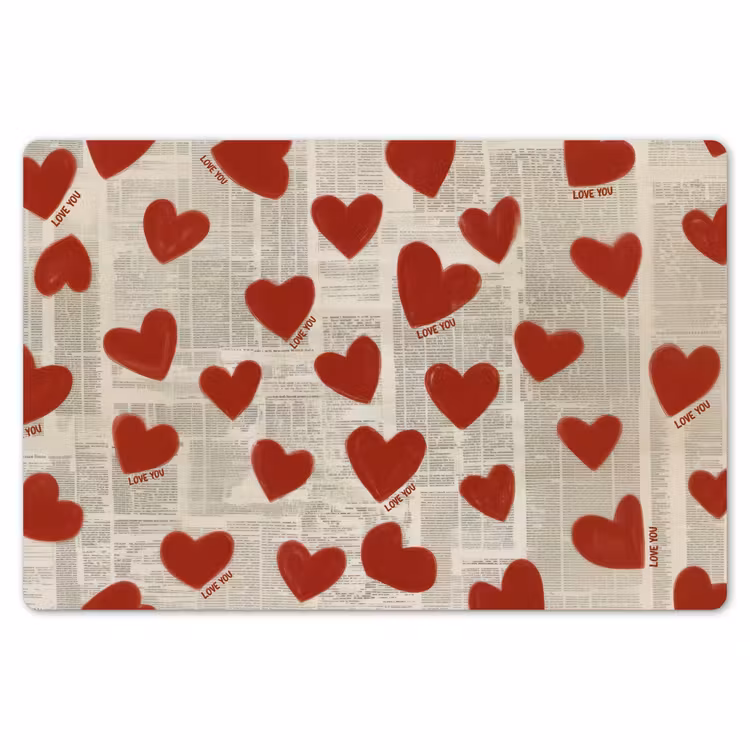 Placemat - 6 stuks - Hartjes - Krant - Loveyou — 7