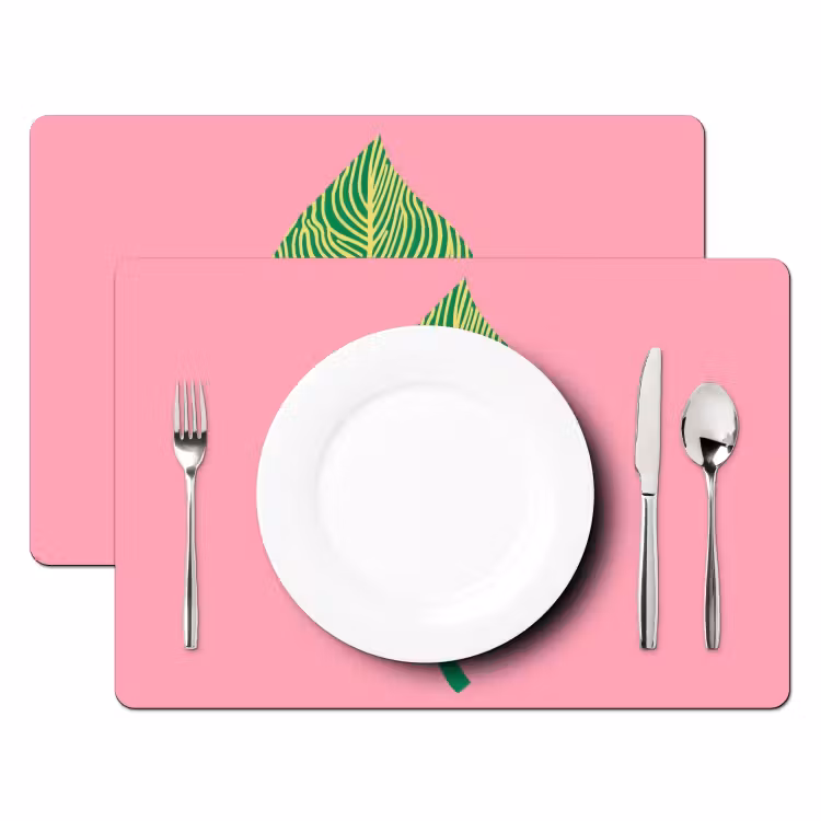 Placemat - 6 stuks - Illustratie - Blad - Minimalistisch - Groen — 2