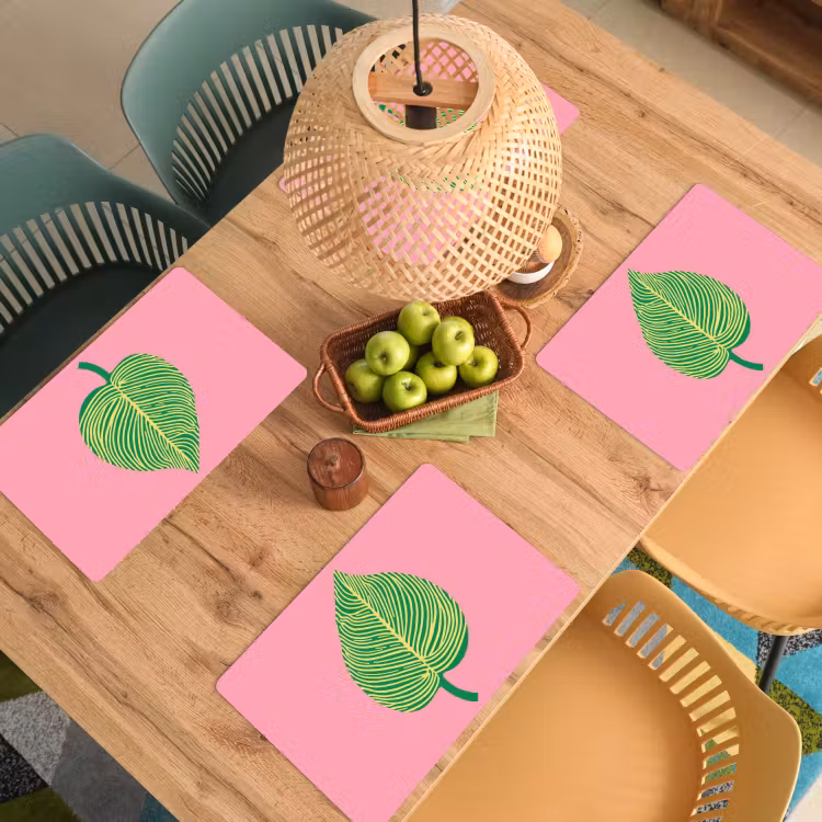 Placemat - 6 stuks - Illustratie - Blad - Minimalistisch - Groen — 6