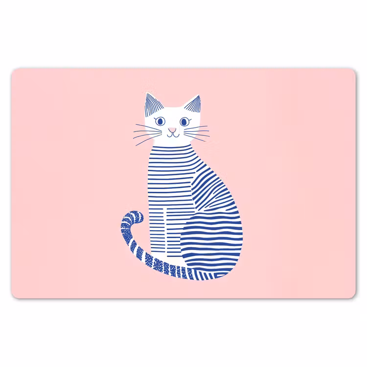 Placemat - 6 stuks - Kat - Illustratie - Minimalistisch - Roze — 7