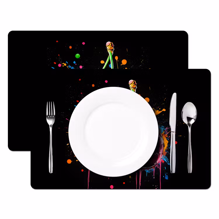 Placemat - 6 stuks - Kersen - Fruit - Graffiti - Verf - Abstract - Modern - Kleurrijk — 2