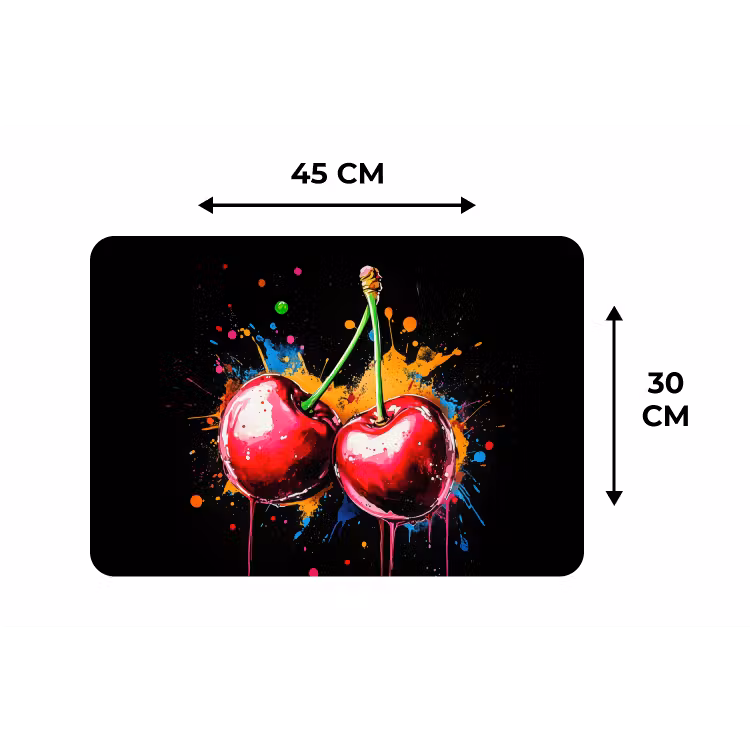 Placemat - 6 stuks - Kersen - Fruit - Graffiti - Verf - Abstract - Modern - Kleurrijk — 3