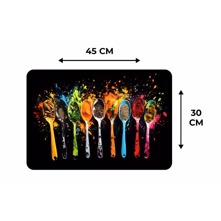 Placemat - 6 stuks - Lepels - Kruiden - Modern - Graffiti - Verf - Kleurrijk — 3
