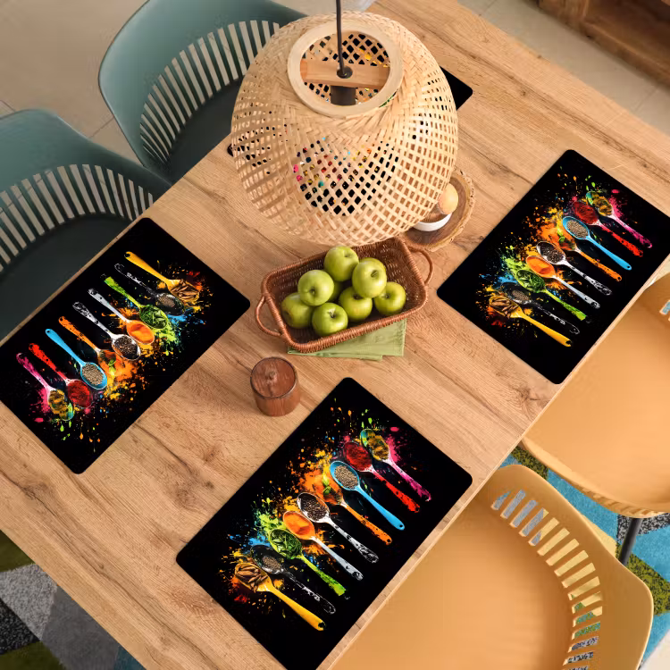 Placemat - 6 stuks - Lepels - Kruiden - Modern - Graffiti - Verf - Kleurrijk — 6