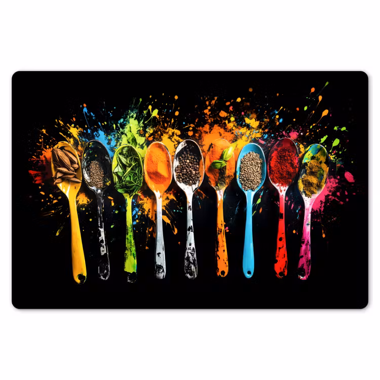 Placemat - 6 stuks - Lepels - Kruiden - Modern - Graffiti - Verf - Kleurrijk — 7