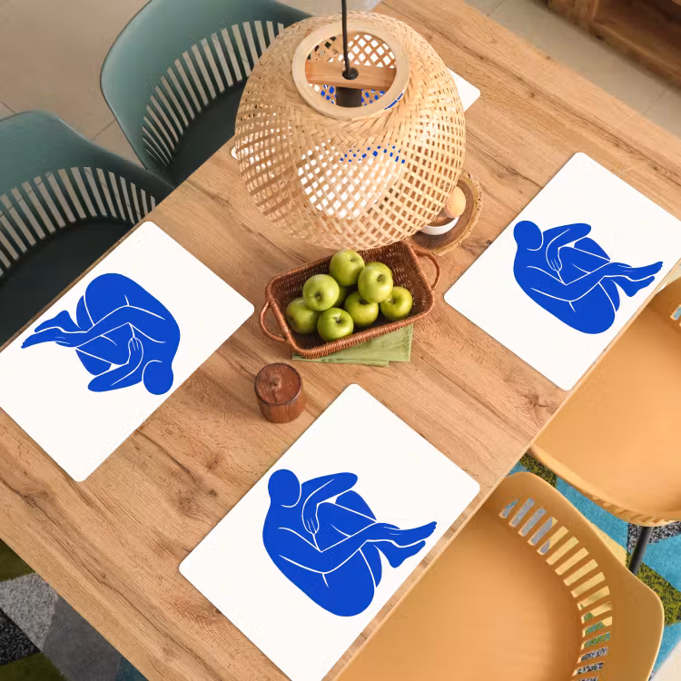 Placemat - 6 stuks - Lichaam - Abstract - Blauw — 6