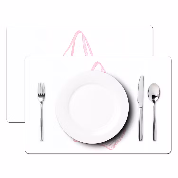 Placemat - 6 stuks - Netzakje - Roze - Illustratie - Limoenen — 2