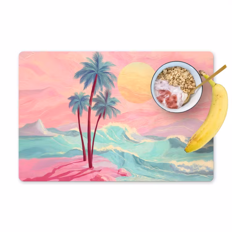 Placemat - 6 stuks - Palmbomen - Golven - Zee — 1