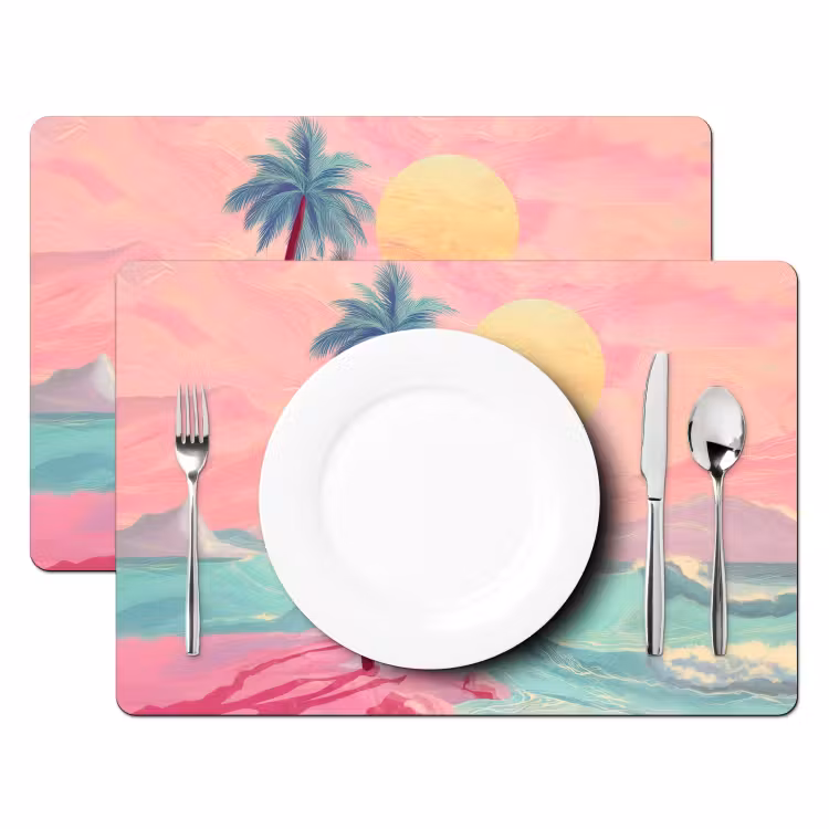 Placemat - 6 stuks - Palmbomen - Golven - Zee — 2