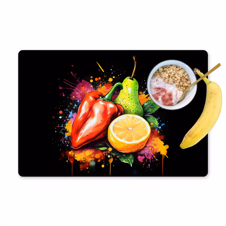 Placemat - 6 stuks - Paprika - Peer - Citroen - Graffiti - Verf - Abstract — 1
