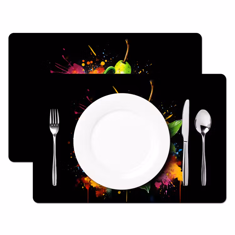 Placemat - 6 stuks - Paprika - Peer - Citroen - Graffiti - Verf - Abstract — 2
