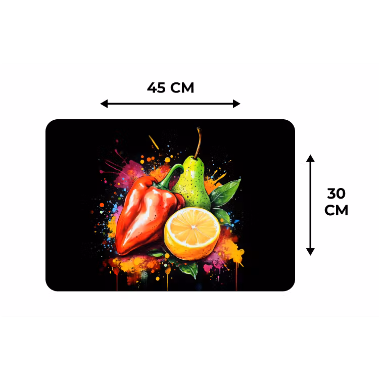 Placemat - 6 stuks - Paprika - Peer - Citroen - Graffiti - Verf - Abstract — 3