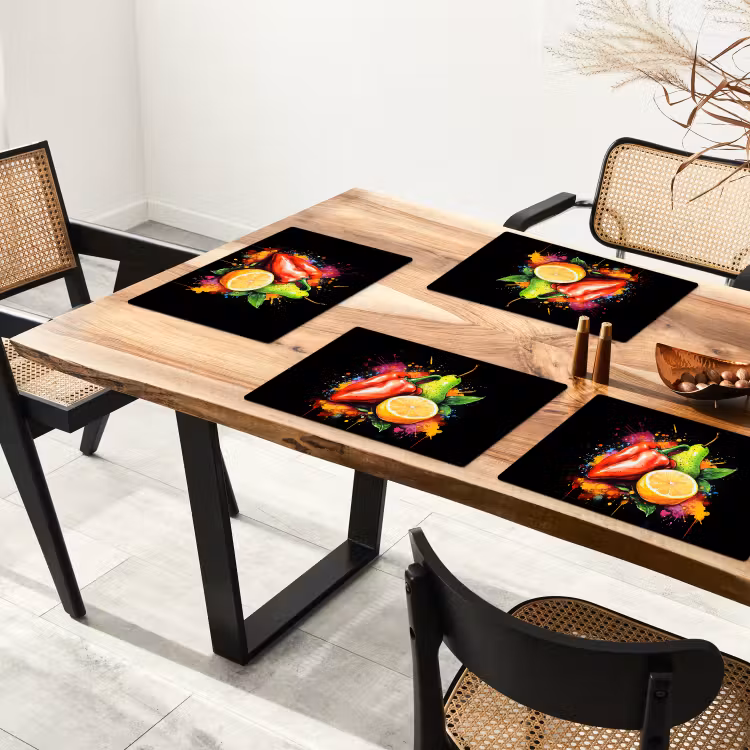 Placemat - 6 stuks - Paprika - Peer - Citroen - Graffiti - Verf - Abstract — 5
