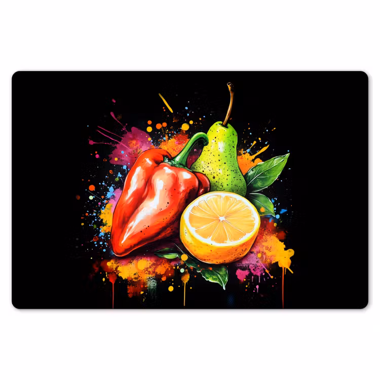 Placemat - 6 stuks - Paprika - Peer - Citroen - Graffiti - Verf - Abstract — 7