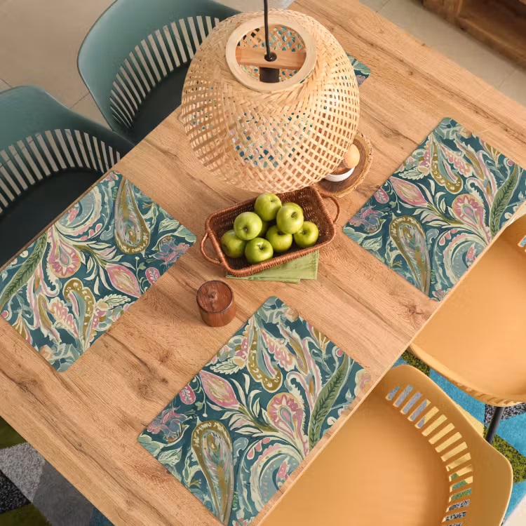 Placemat - 6 stuks - Patroon - Kleurrijk - Sierlijk - Groen — 6