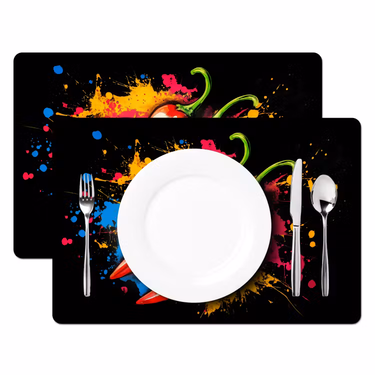 Placemat - 6 stuks - Peper - Graffiti - Verf - Abstract - Modern - Kleurrijk — 2