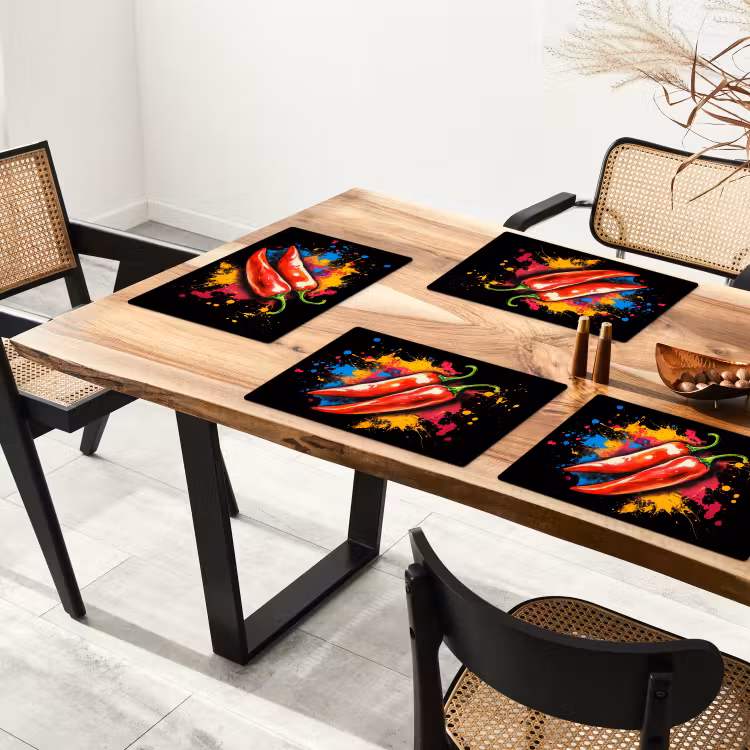 Placemat - 6 stuks - Peper - Graffiti - Verf - Abstract - Modern - Kleurrijk — 5