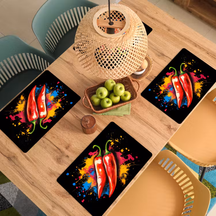 Placemat - 6 stuks - Peper - Graffiti - Verf - Abstract - Modern - Kleurrijk — 6