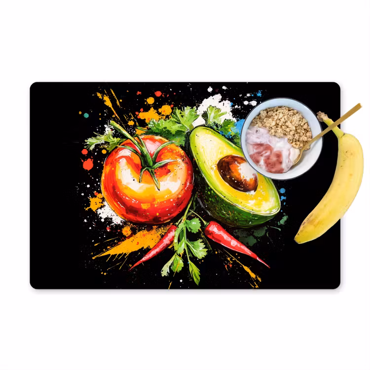 Placemat - 6 stuks - Tomaat - Avocado - Peper - Graffiti - Verf - Modern — 1