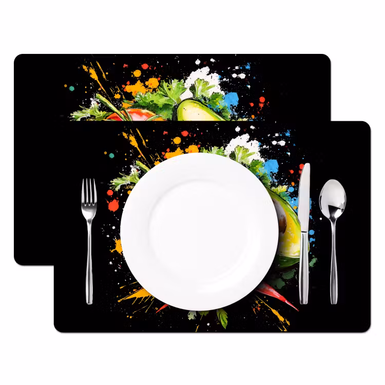 Placemat - 6 stuks - Tomaat - Avocado - Peper - Graffiti - Verf - Modern — 2