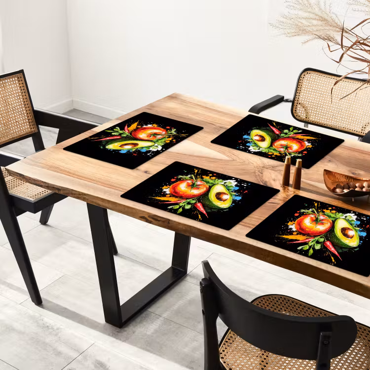 Placemat - 6 stuks - Tomaat - Avocado - Peper - Graffiti - Verf - Modern — 5