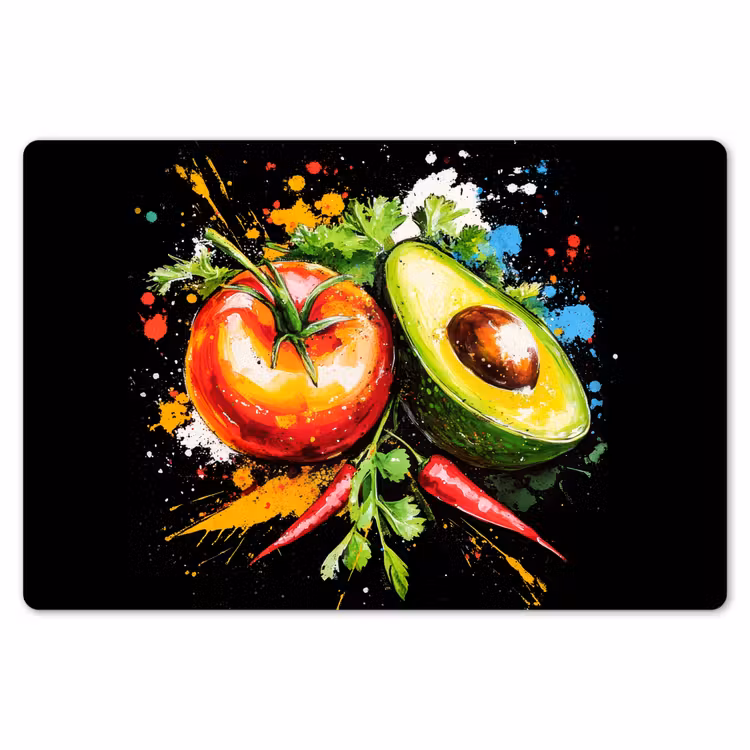 Placemat - 6 stuks - Tomaat - Avocado - Peper - Graffiti - Verf - Modern — 7