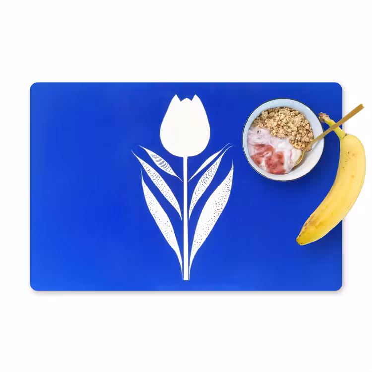 Placemat - 6 stuks - Tulp - Minimalistisch - Bladeren - Wit — 1