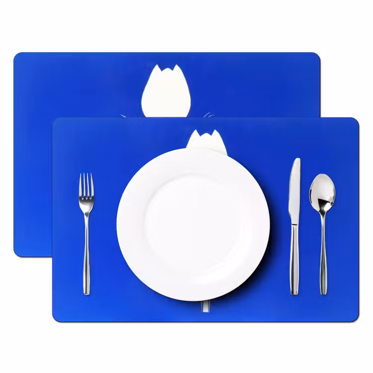 Placemat - 6 stuks - Tulp - Minimalistisch - Bladeren - Wit — 2