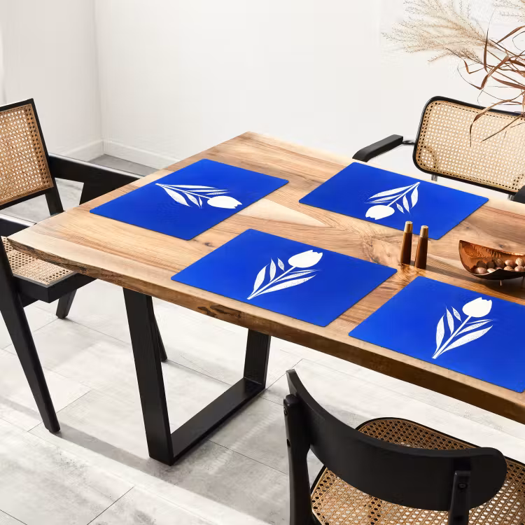 Placemat - 6 stuks - Tulp - Minimalistisch - Bladeren - Wit — 5