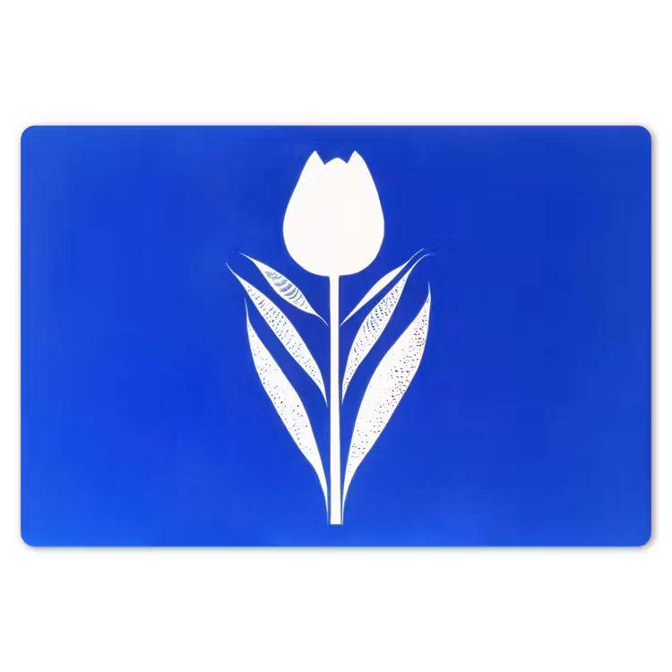 Placemat - 6 stuks - Tulp - Minimalistisch - Bladeren - Wit — 7