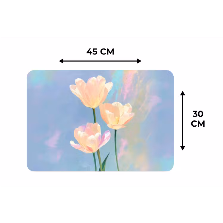 Placemat - 6 stuks - Tulpen - Roze accenten - Blauw — 3