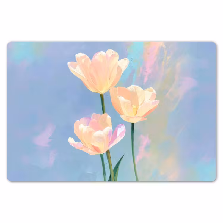 Placemat - 6 stuks - Tulpen - Roze accenten - Blauw — 7