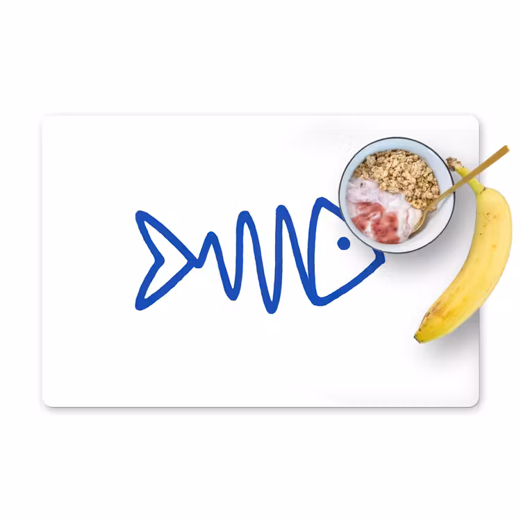 Placemat - 6 stuks - Vis - Minimalistisch - Blauw - Lijn — 1
