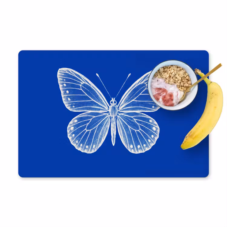 Placemat - 6 stuks - Vlinder - Wit - Getekend - Stippen — 1